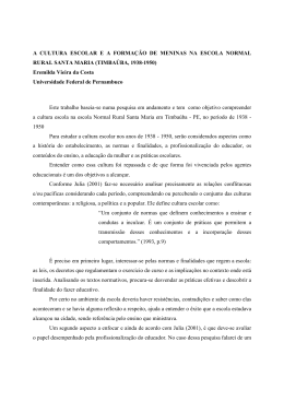 A cultura escolar e a forma&ccedil;&atilde;o de meninas na escola normal rural