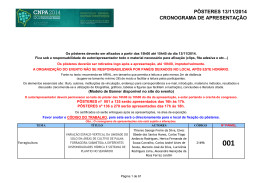 P&Ocirc;STERES 13/11/2014 CRONOGRAMA DE APRESENTA&Ccedil;&Atilde;O