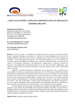 a educa&ccedil;&atilde;o entre cat&oacute;licos e republicanos no tri&acirc;ngulo mineiro