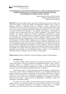 UM PANORAMA EVOLUTIVO DAS FINAN&Ccedil;AS E A APLICA&Ccedil;&Atilde;O