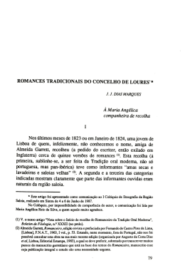 ROMANCES TRADICIONAIS DO CONCELHO DE LOURES