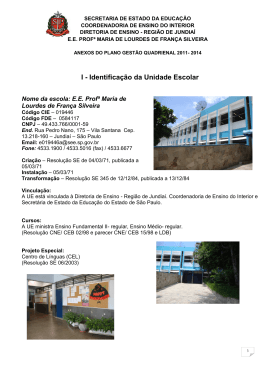 I - Identifica&ccedil;&atilde;o da Unidade Escolar - Diretoria de Ensino