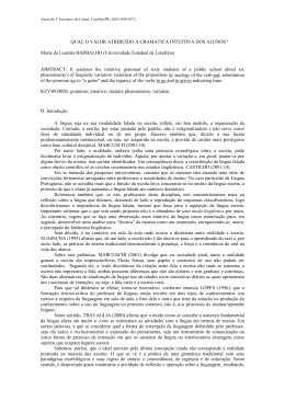 Qual o valor atribu&iacute;do &agrave; gram&aacute;tica intuitiva dos alunos?