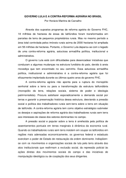 Governo Lula E A Contra-reforma Agr&aacute;ria No Brasil