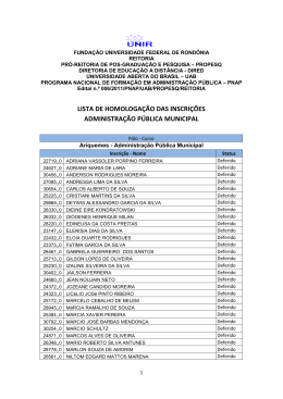 Inscri&ccedil;&otilde;es Homologadas - Administra&ccedil;&atilde;o P&uacute;blica Municipal
