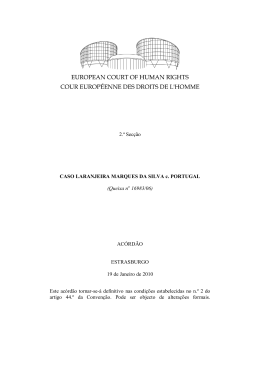 Laranjeira Marques da Silva c. Portugal, Ac&oacute;rd&atilde;o de 19 de Janeiro