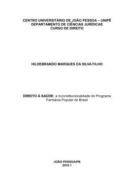 Direito &agrave; Sa&uacute;de: a inconstitucionalidade do Programa