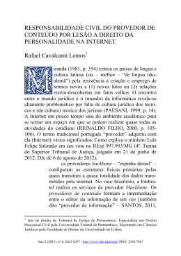 RESPONSABILIDADE CIVIL DO PROVEDOR DE CONTE&Uacute;DO POR