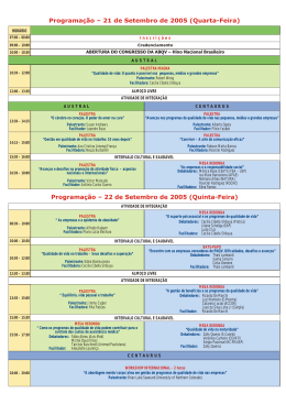 Programa&ccedil;&atilde;o &ndash; 21 de Setembro de 2005 (Quarta