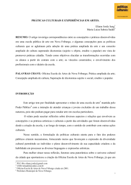 Pr&aacute;ticas culturais e experi&ecirc;ncias em artes
