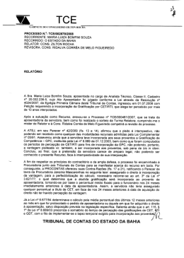 processo n.&deg;: tce/002878/2008 recorrente: maria luiza bomfim souza