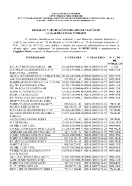 EDITAL DE NOTIFICA&Ccedil;&Atilde;O PARA APRESENTA&Ccedil;&Atilde;O DE