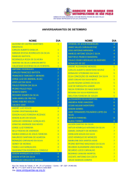 ANIVERSARIANTES DE SETEMBRO NOME DIA - Sindguardas-SP