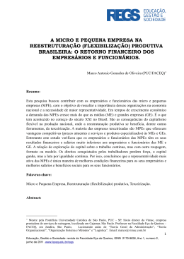 A Micro e Pequena Empresa na reestrutura&ccedil;&atilde;o