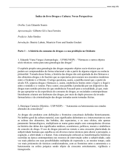 &Iacute;ndice do livro Drogas e Cultura: Novas Perspectivas Orelha