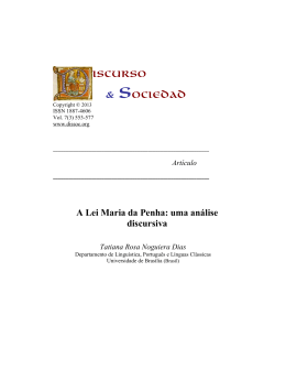 A Lei Maria da Penha: uma an&aacute;lise discursiva