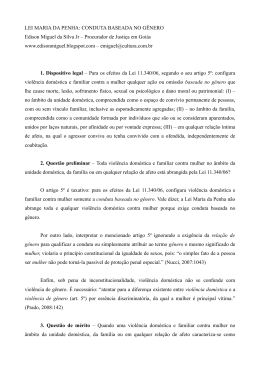 LEI MARIA DA PENHA: CONDUTA BASEADA NO GÊNERO Edison