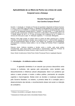Aplicabilidade da Lei Maria da Penha nos crimes de Les&atilde;o