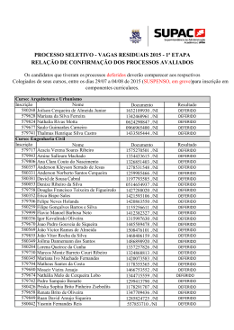 Resultado da confirma&ccedil;&atilde;o de matr&iacute;cula da 1&ordf; etapa