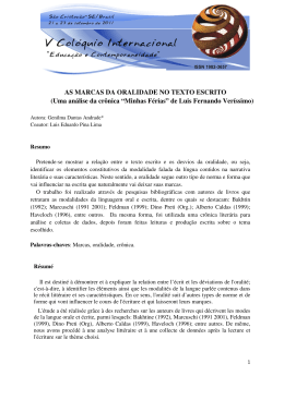 AS MARCAS DA ORALIDADE NO TEXTO ESCRITO (Uma análise