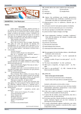 GRAMÁTICA – Profª Maria José TEXTO: VOCAÇÕES 05 10 15 20