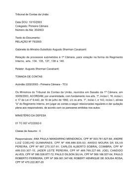 Primeira C&acirc;mara - Tribunal de Contas da Uni&atilde;o
