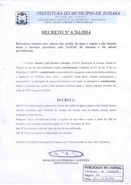 Tabelas de Tarifas do SAMAE de Jussara