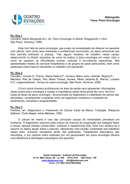 Psico-Oncologia - Instituto 4 Esta&ccedil;&otilde;es