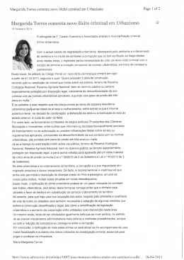novo ilícito criminal em Urbanismo
