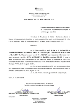 Portaria 088/2015 &ndash; Aposentadoria de Maria Margarida