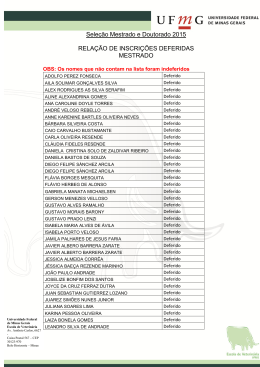 Sele&ccedil;&atilde;o Mestrado e Doutorado 2015 RELA&Ccedil;&Atilde;O DE INSCRI&Ccedil;&Otilde;ES