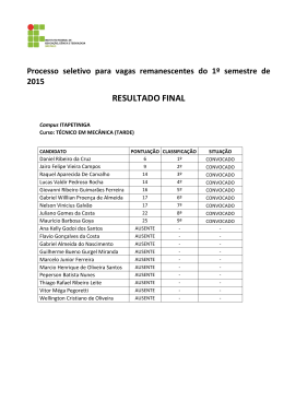 Processo seletivo para vagas remanescentes do 1&ordm; semestre