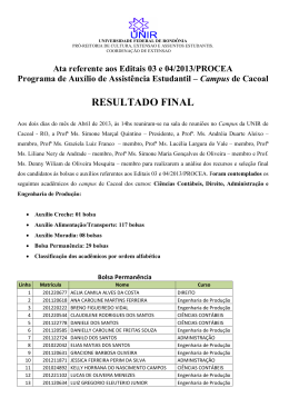 Resultado &ndash; Cacoal - PROCEA