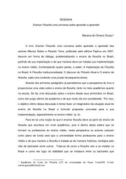 RESENHA Ensinar Filosofia uma conversa sobre aprender a