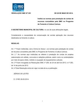 RESOLU&Ccedil;&Atilde;O SMC N&ordm; 291 DE 26 DE MAIO DE 2014. Institui as
