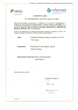 CERTIFICADO N.u 054/DM/2014, de 29 de maio de 2014