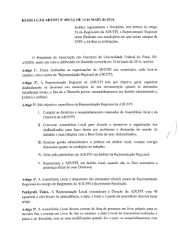 RESOLUÇÃO ADUFPI N° 001/14, DE 14 de MAIO de 2014. Institui