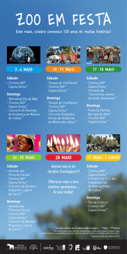 Agenda Maio 2014 - Jardim Zoológico de Lisboa