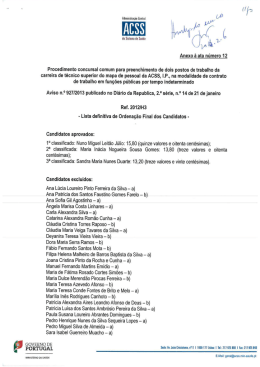 Lista unitária de ordenação final da referência 2012/H3