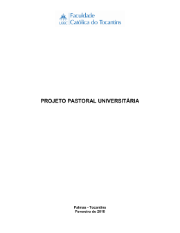 PROJETO PASTORAL UNIVERSIT&Aacute;RIA