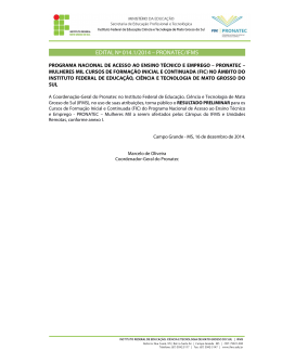 EDITAL N&ordm; 014.1/2014 &ndash; PRONATEC/IFMS