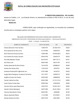 Edital de Homologa&ccedil;&atilde;o das Inscri&ccedil;&otilde;es Efetuadas