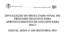 DIVULGA&Ccedil;&Atilde;O DO RESULTADO FINAL DO PROCESSO