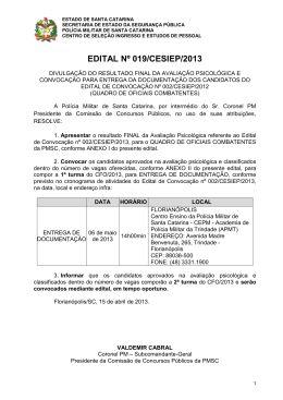 EDITAL Nº 019/CESIEP/2013 - Polícia Militar de Santa Catarina