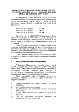 edital de divulga&ccedil;&atilde;o de resultado de sorteio