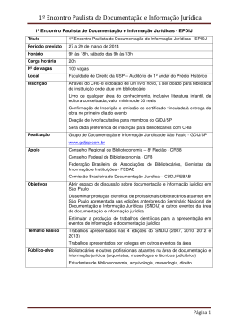 1&ordm; Encontro Paulista de Documenta&ccedil;&atilde;o e Informa&ccedil;&atilde;o Jur&iacute;dica