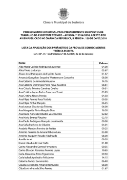 Lista da aplicação dos parâmetros da prova de conhecimentos