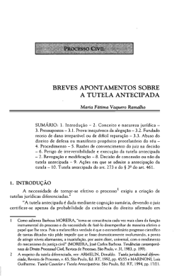 breves apontamentos sobre a tutela antecipada