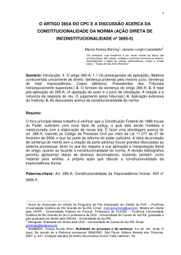 O ARTIGO 285A DO CPC E A DISCUSS&Atilde;O ACERCA DA