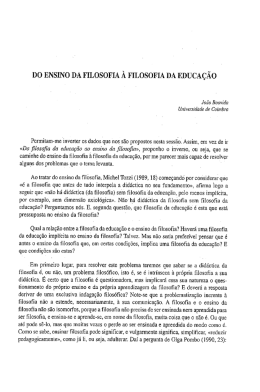 Do ensino da filosofia &agrave; filosofia da educa&ccedil;&atilde;o / Jo&atilde;o Boavida